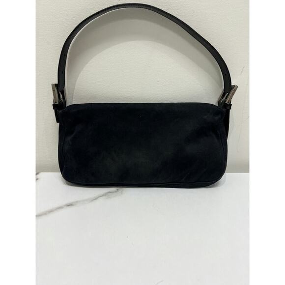 Vintage Fendi Black Suede Baguette Bag with Silver Hardware - Picture 2 of 8
